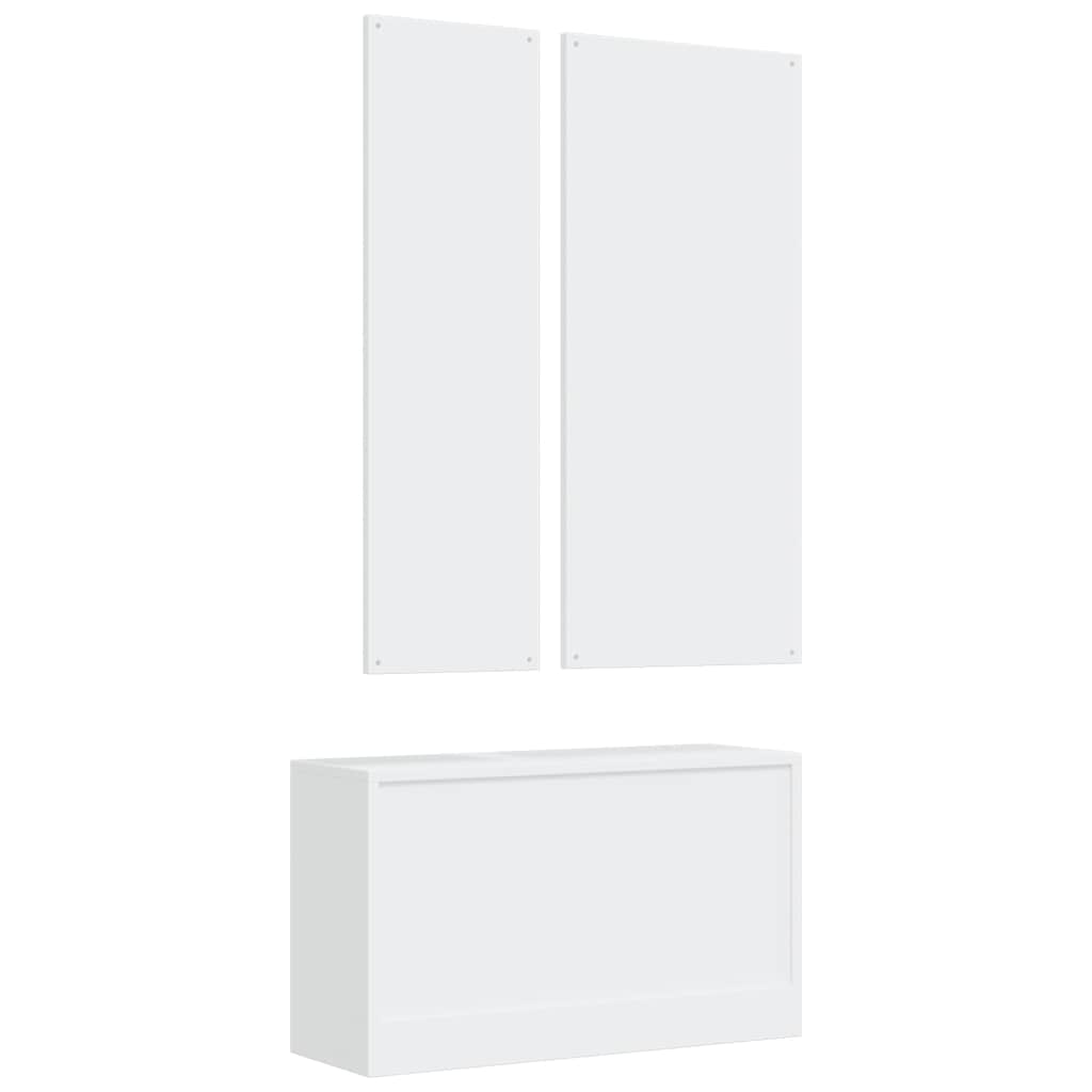 3-in-1 Shoe Cabinet Set White Engineered Wood