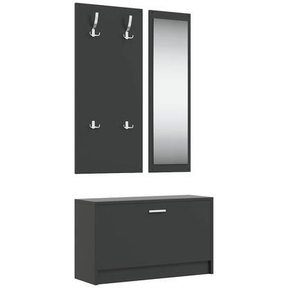 3-in-1 Shoe Cabinet Set Black Engineered Wood