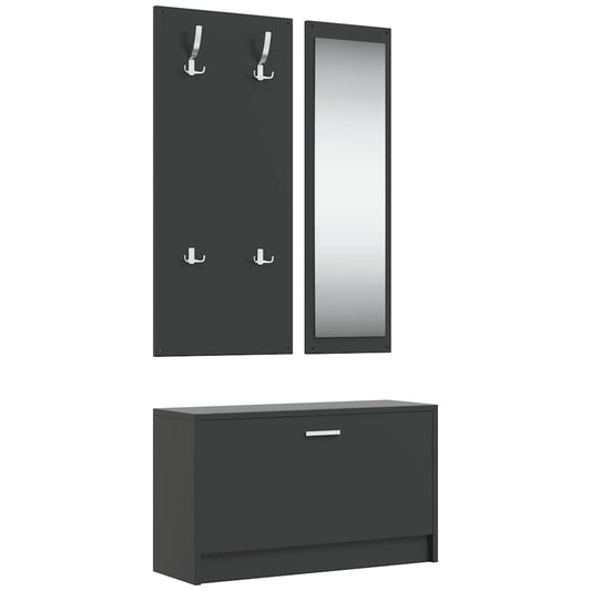 3-in-1 Shoe Cabinet Set Black Engineered Wood