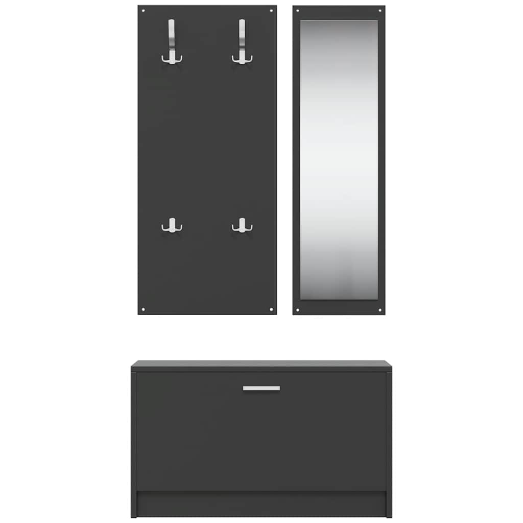 3-in-1 Shoe Cabinet Set Black Engineered Wood