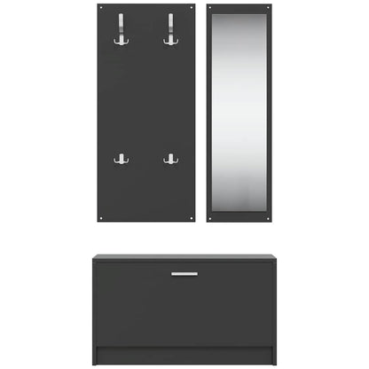3-in-1 Shoe Cabinet Set Black Engineered Wood