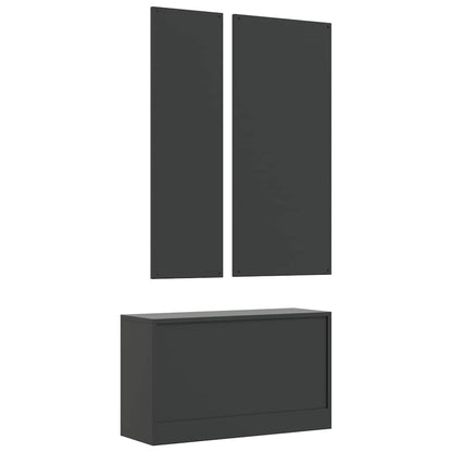 3-in-1 Shoe Cabinet Set Black Engineered Wood
