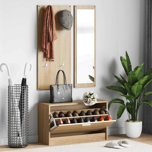 3-in-1 Shoe Cabinet Set Sonoma Oak Engineered Wood