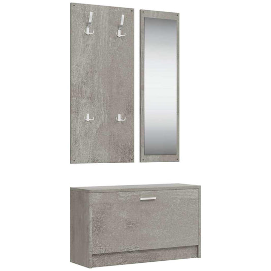 3-in-1 Shoe Cabinet Set Concrete Grey Engineered Wood