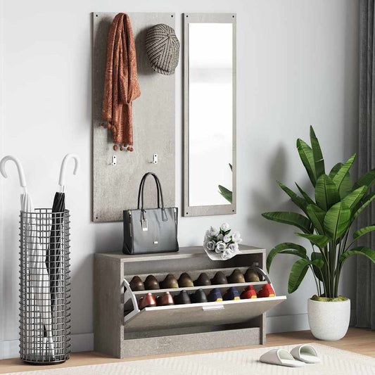 3-in-1 Shoe Cabinet Set Concrete Grey Engineered Wood