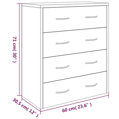 Sideboard with 4 Drawers 60x30.5x71 cm Black