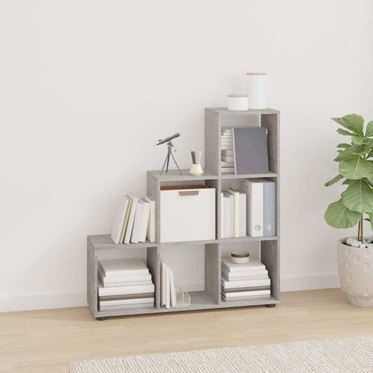 Staircase Bookcase Concrete Grey 107 cm Engineered Wood