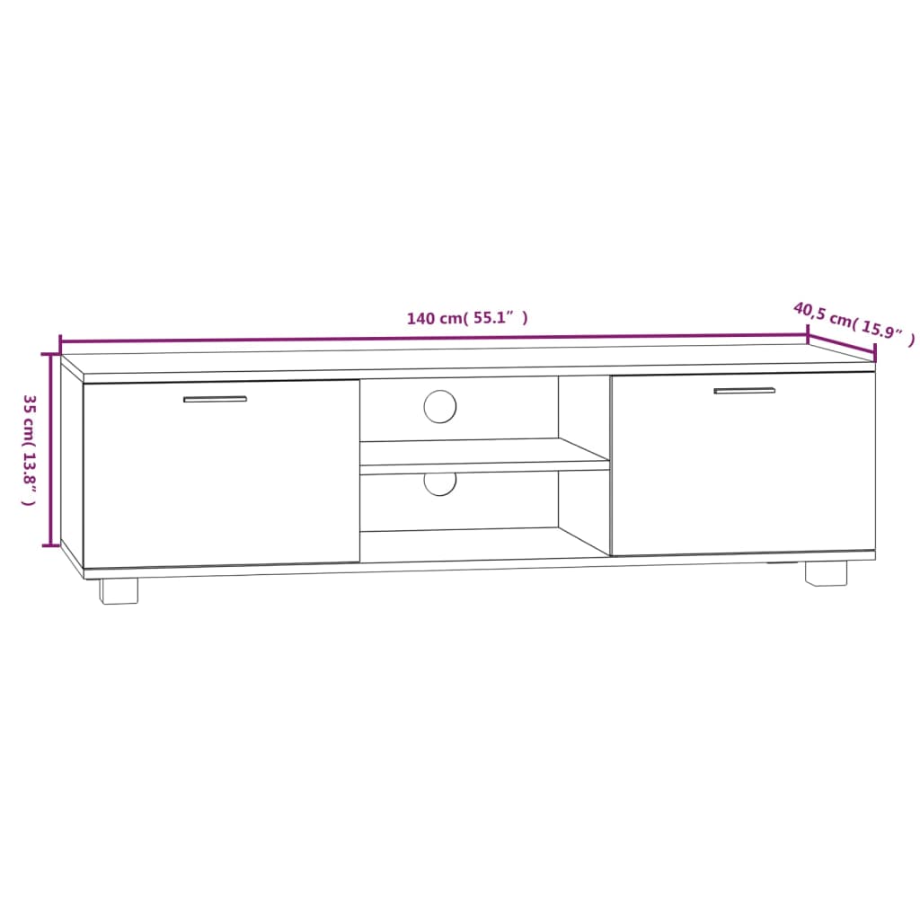 TV Cabinet Grey Sonoma 140x40.5x35 cm Engineered Wood