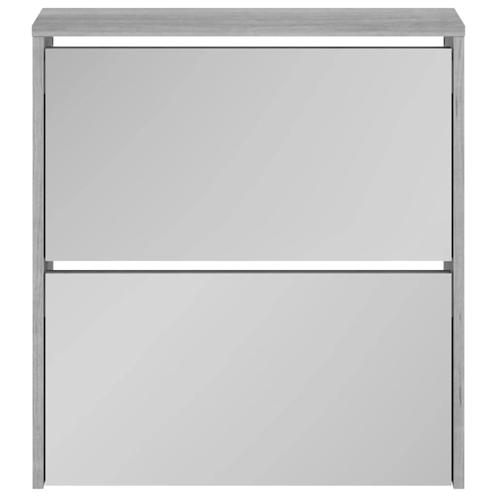 Shoe Cabinet with Mirror 2-Layer Grey Sonoma 63x17x67 cm