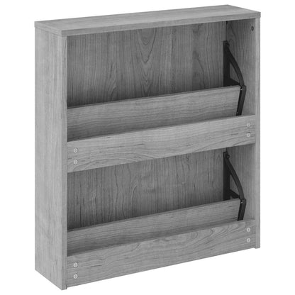 Shoe Cabinet with Mirror 2-Layer Grey Sonoma 63x17x67 cm