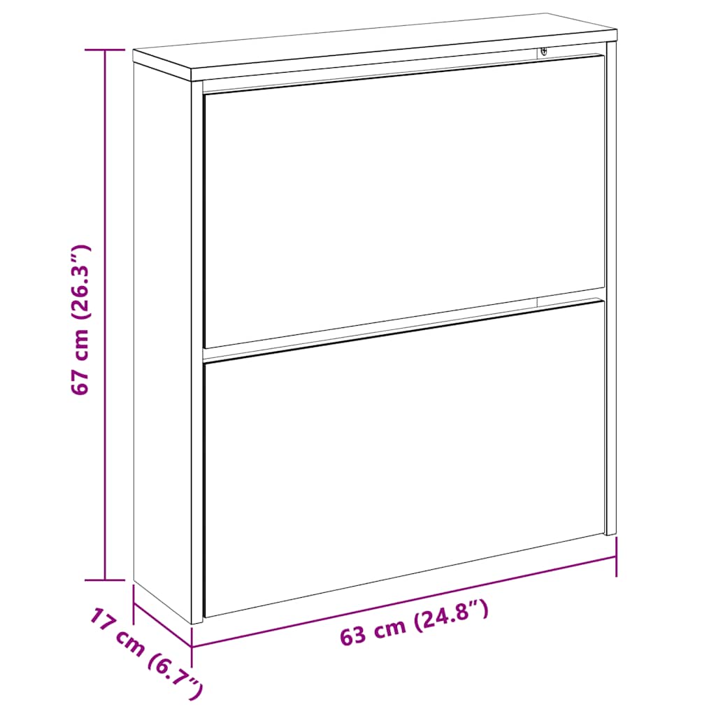 Shoe Cabinet with Mirror 2-Layer Grey Sonoma 63x17x67 cm