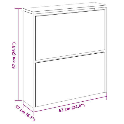 Shoe Cabinet with Mirror 2-Layer Grey Sonoma 63x17x67 cm