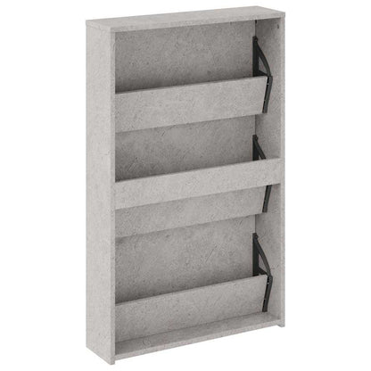 Shoe Cabinet with Mirror 3-Layer Concrete Grey 63x17x102.5 cm