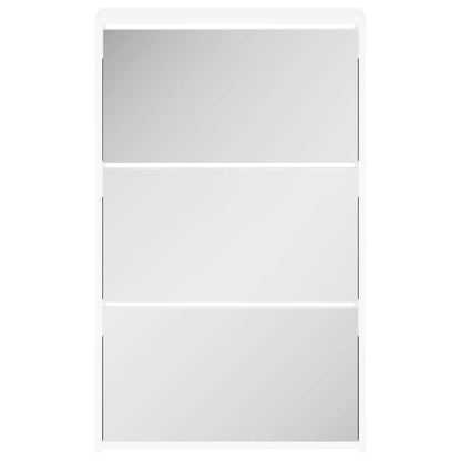 Shoe Cabinet with Mirror 3-Layer High Gloss White 63x17x102.5 cm