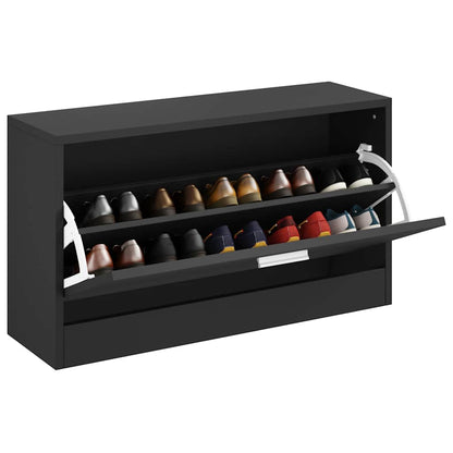 Shoe Bench Black 80x24x45 cm Engineered Wood