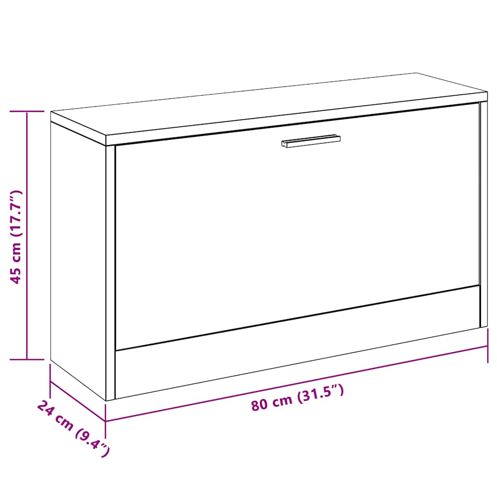 Shoe Bench Black 80x24x45 cm Engineered Wood