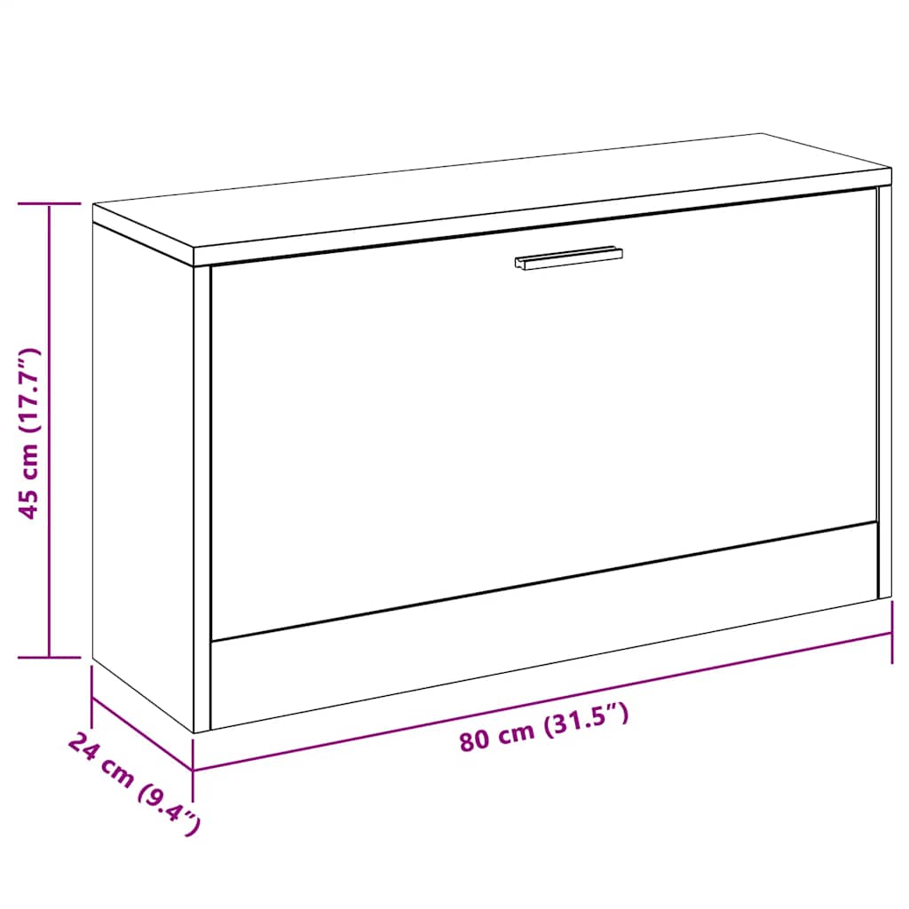 Shoe Bench High Gloss White 80x24x45 cm Engineered Wood