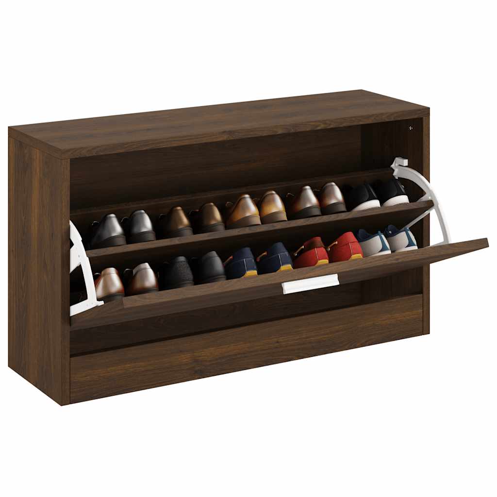 Shoe Bench Brown Oak 80x24x45 cm Engineered Wood