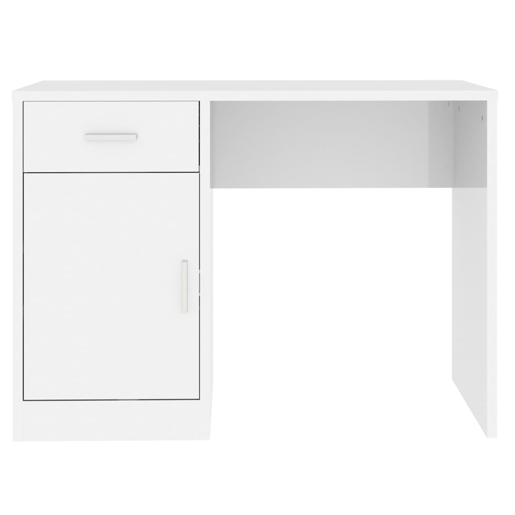 Desk with Drawer&Cabinet High Gloss White 100x40x73 cm