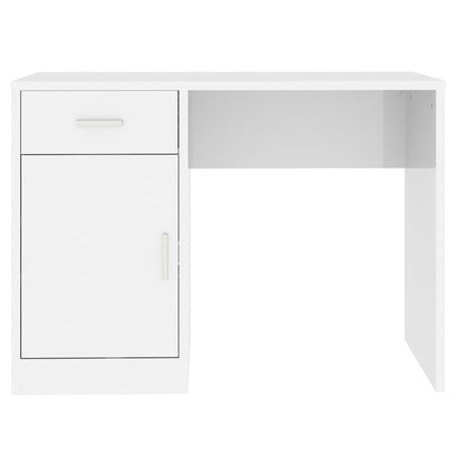 Desk with Drawer&Cabinet High Gloss White 100x40x73 cm