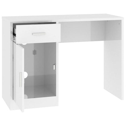 Desk with Drawer&Cabinet High Gloss White 100x40x73 cm