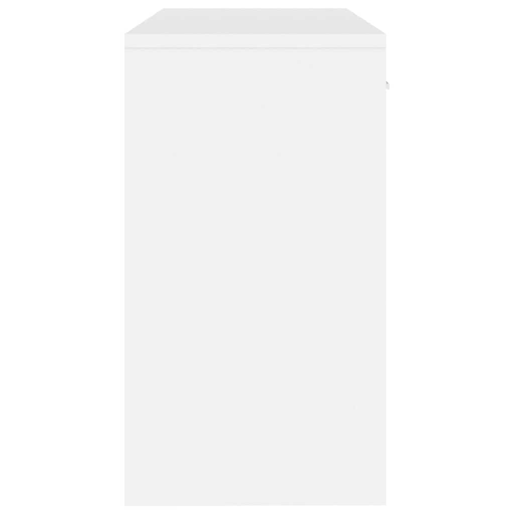 Desk with Drawer&Cabinet High Gloss White 100x40x73 cm