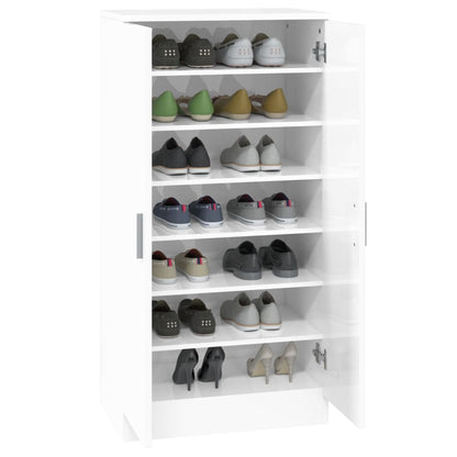 Shoe Cabinet High Gloss White 55x35x108 cm Engineered Wood