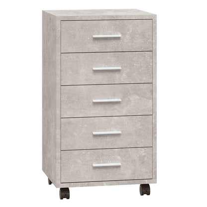 Drawer Cabinet with Castors Concrete Grey Engineered Wood