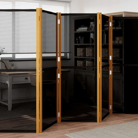 5-Panel Room Divider Black 350x180 cm