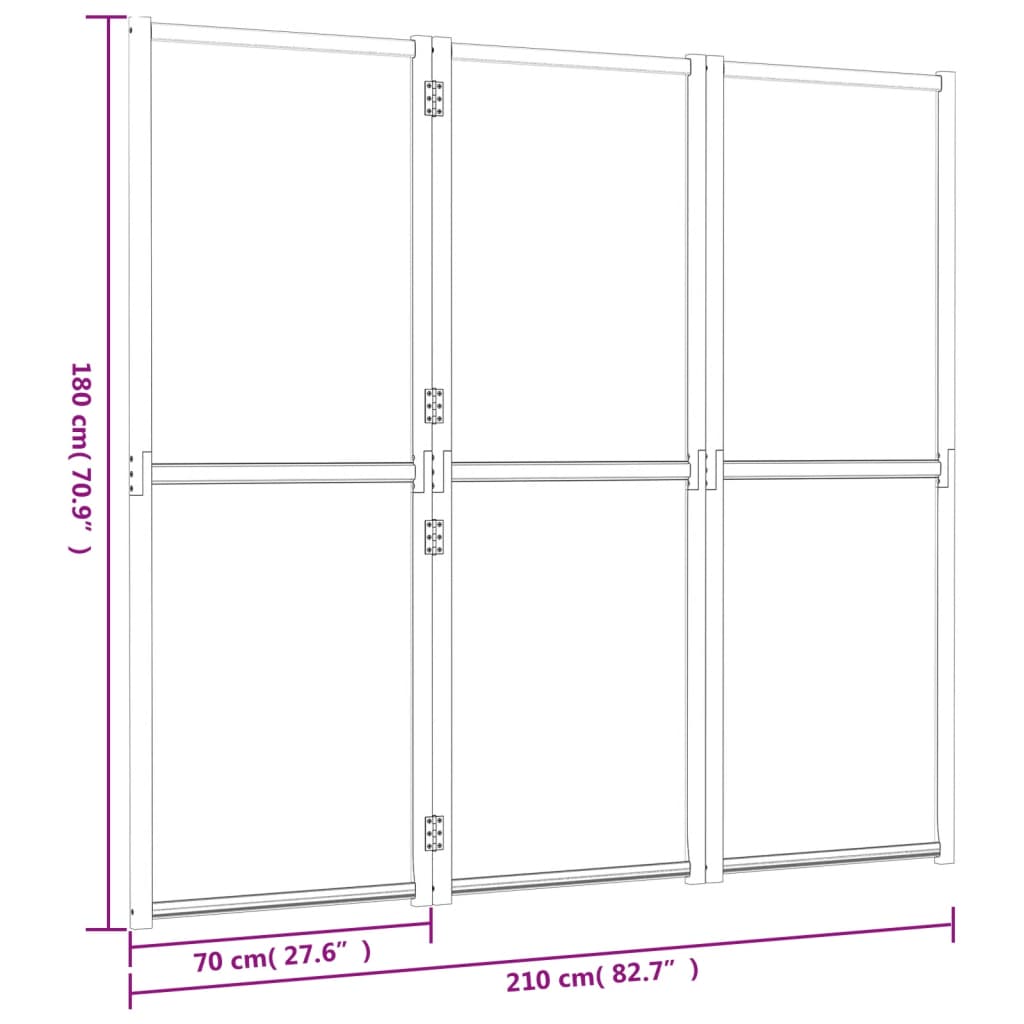 3-Panel Room Divider Cream White 210x180 cm