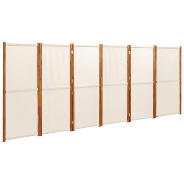 6-Panel Room Divider Cream White 420x180 cm