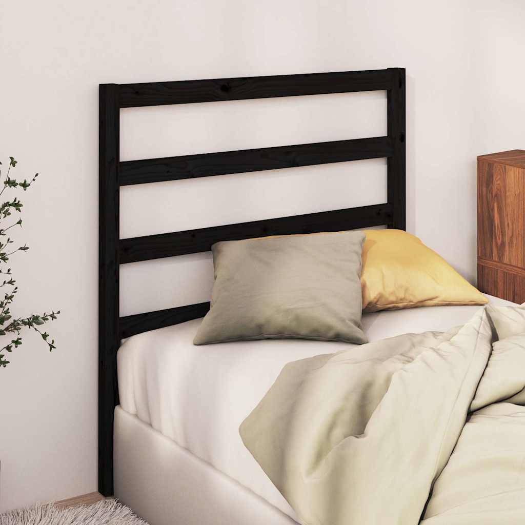 Bed Headboard | Black | Solid Pine Wood | 81 x 4 x 100 cm | Nice Design