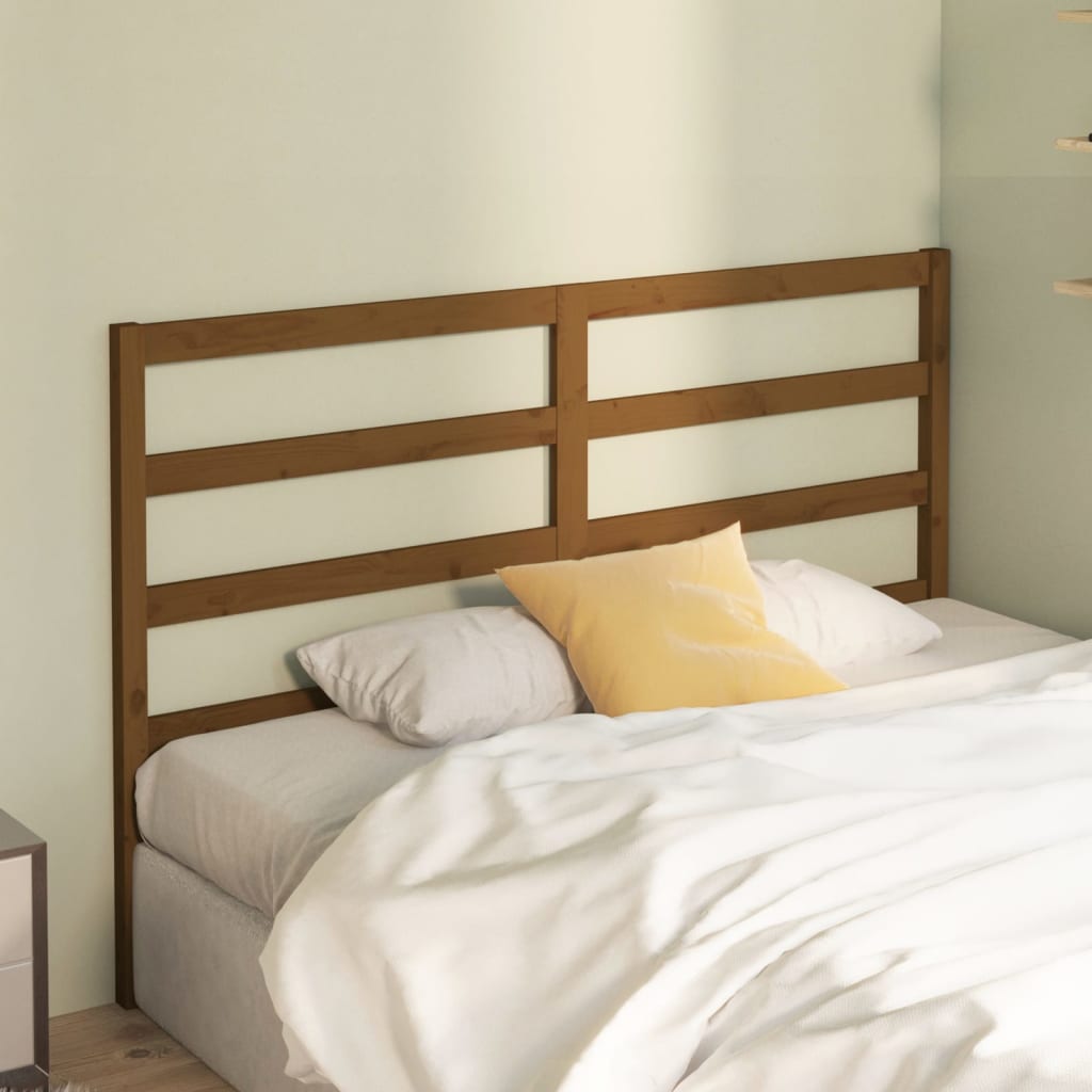 Bed Headboard | Honey brown | Solid pine wood | 126x4x100 cm