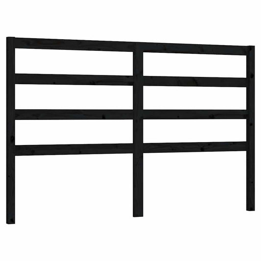 Bed Headboard Black 146x4x100 cm Solid Wood Pine