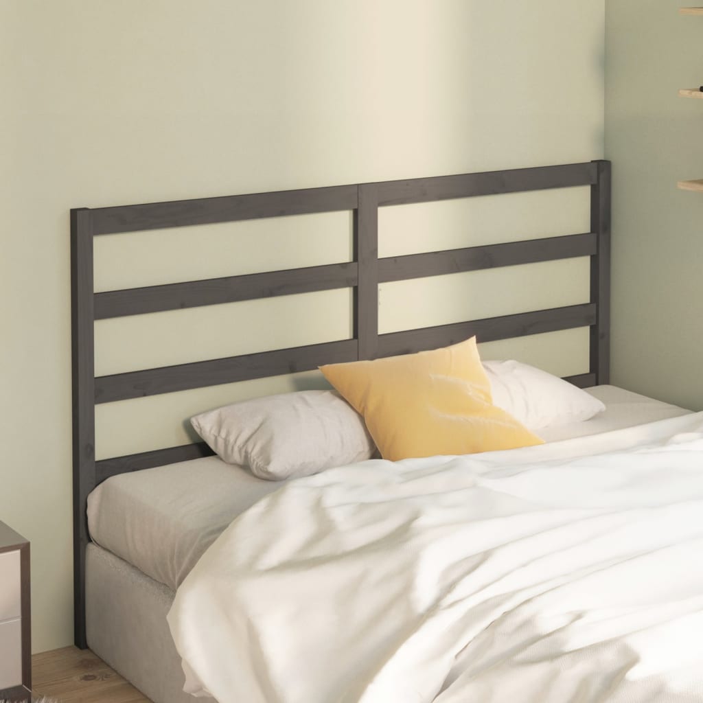 Bed Headboard | Grey | Solid pine wood | 166x4x100 cm | Bed Headboard