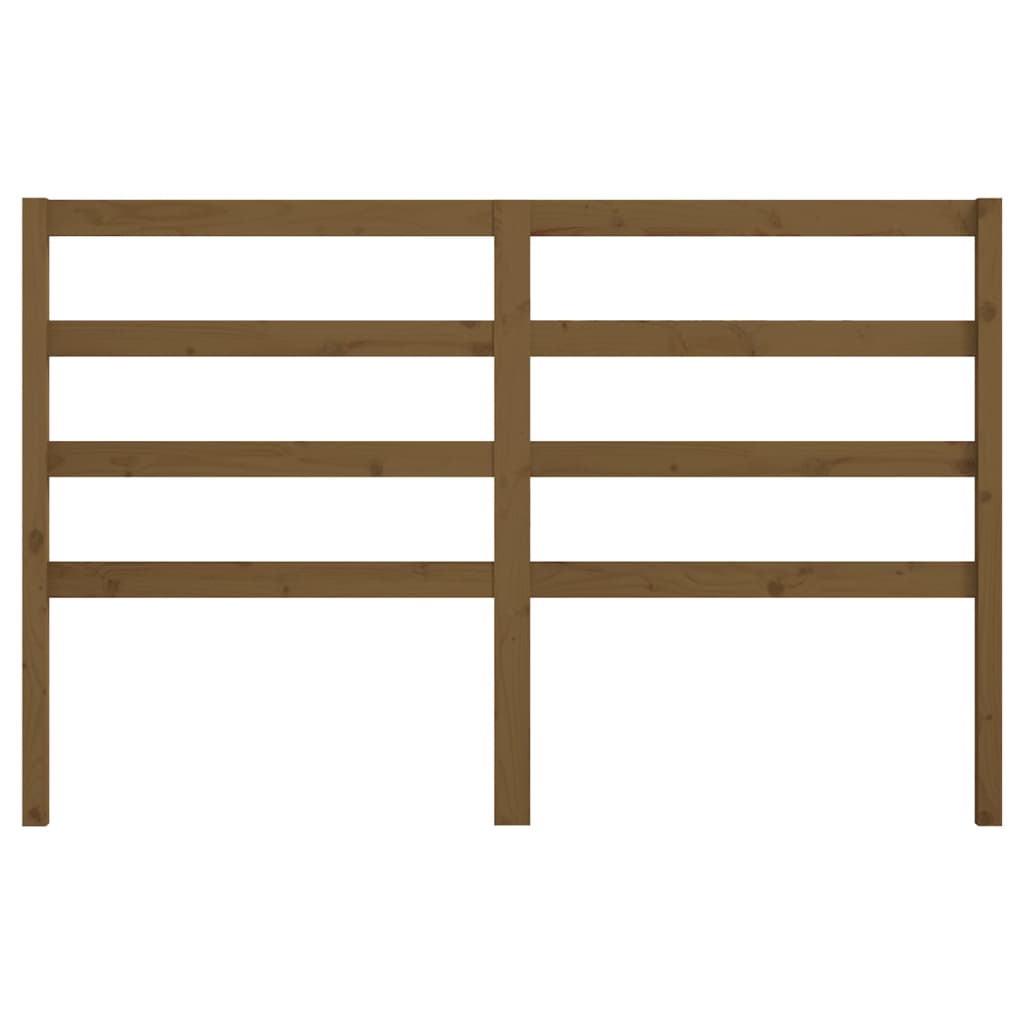 Bed Headboard | Honey Brown | Solid Pine Wood | Decorative Inlays