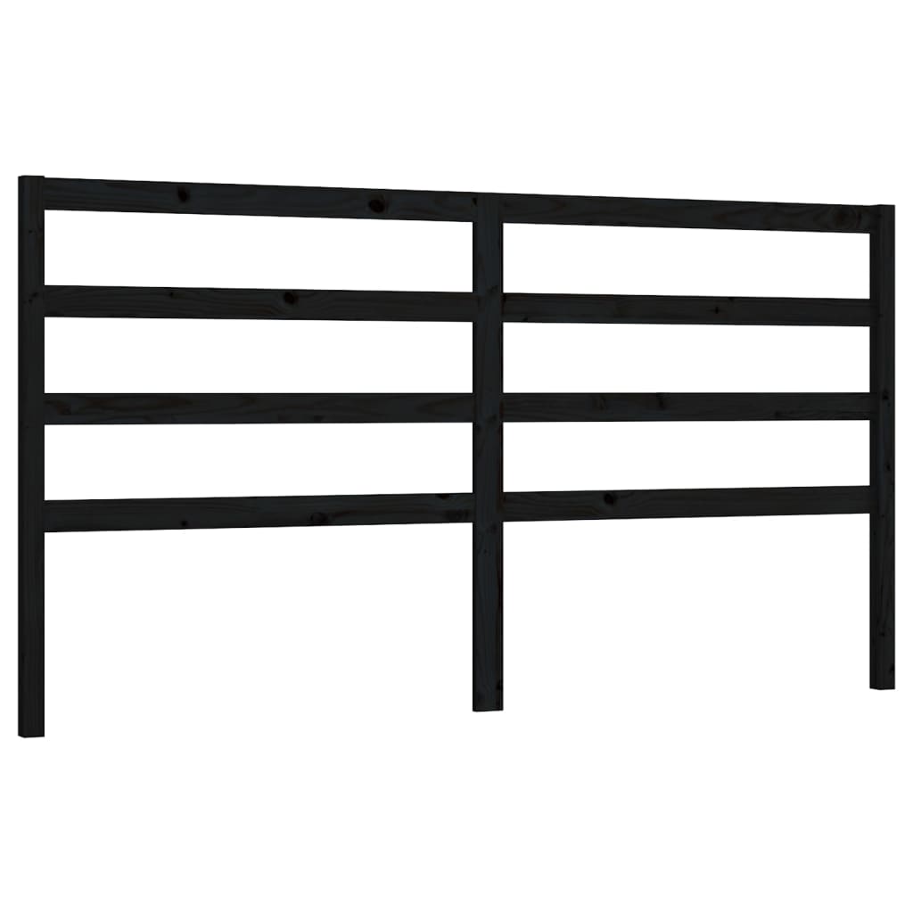 Bed Headboard | Black | Solid Pinewood | 206 x 4 x 100 cm | Durable