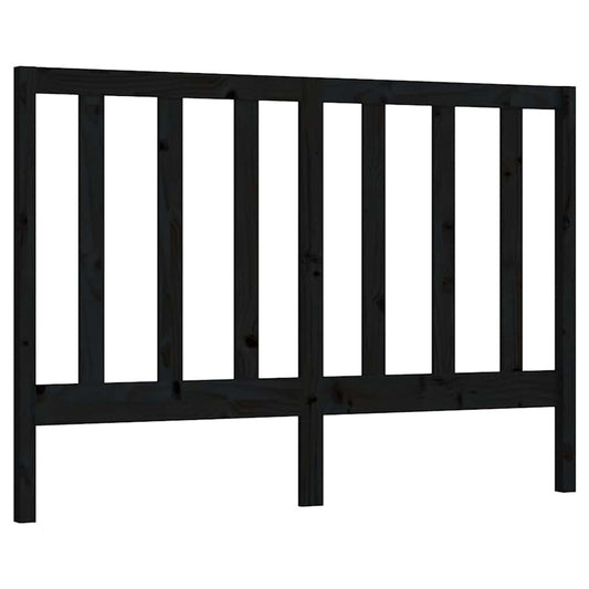Bed Headboard Black 146x4x100 cm Solid Wood Pine