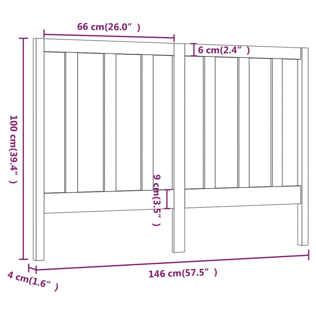 Bed Headboard | Black | Solid Pine Wood | Large |  Appealing Design