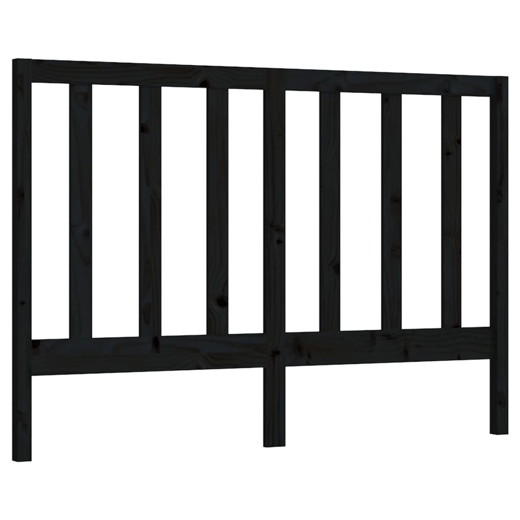 Bed Headboard | Black | Solid Pine Wood | Medium |  Hardwood