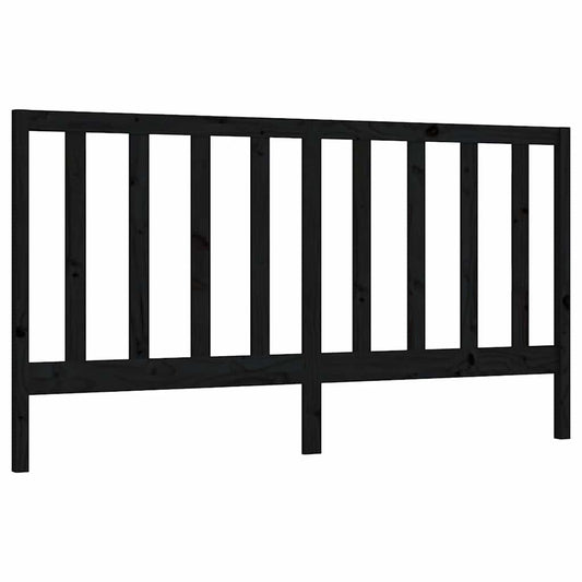 Bed Headboard | Black | Solid Pine Wood | 186x4x100 cm | Durable