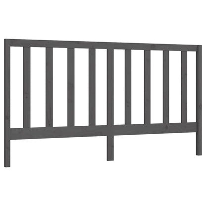 Bed Headboard Grey 206x4x100 cm Solid Wood Pine