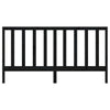 Bed Headboard Black 206x4x100 cm Solid Wood Pine