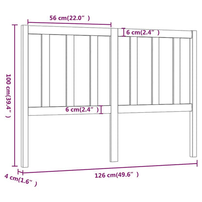 Bed Headboard Honey Brown 126x4x100 cm Solid Wood Pine