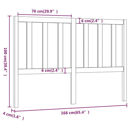 Bed Headboard Black 166x4x100 cm Solid Wood Pine