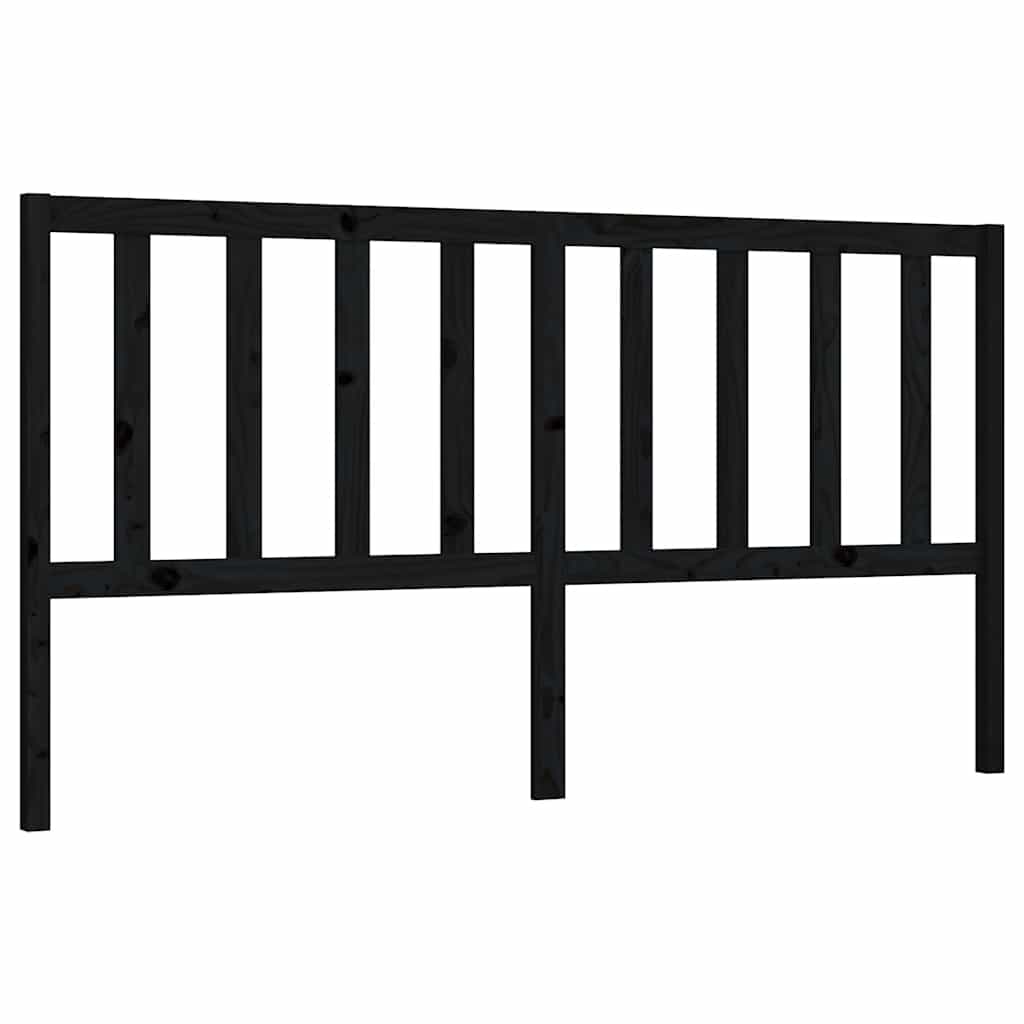 Bed Headboard | Black | Solid pine wood | 186x4x100 cm | Bed Headboard