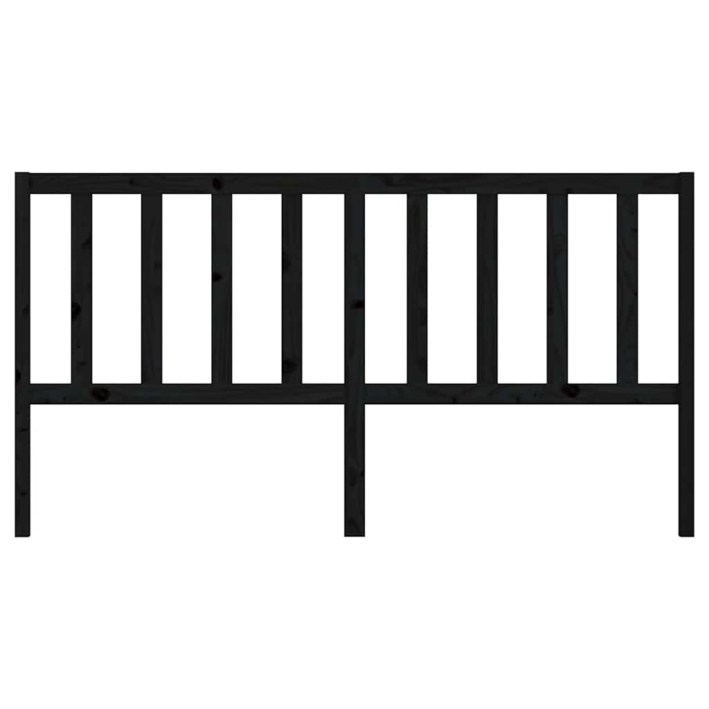 Bed Headboard | Black | Solid pine wood | 186x4x100 cm | Bed Headboard