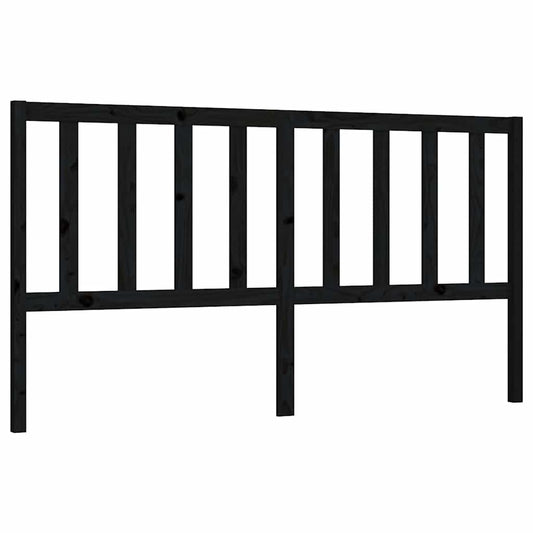 Bed Headboard | Black | Solid Pine Wood | 206x4x100 cm
