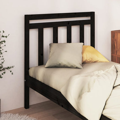 Bed Headboard Black 81x4x100 cm Solid Wood Pine