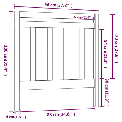 Bed Headboard | Grey | Solid pine wood | 96 x 4 x 100 cm